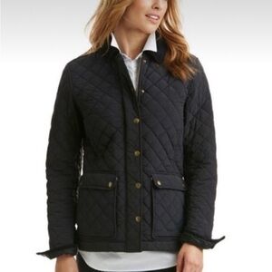 Vineyard Vines Black Quilted Jacket Small Classic Preppy Snap Front
